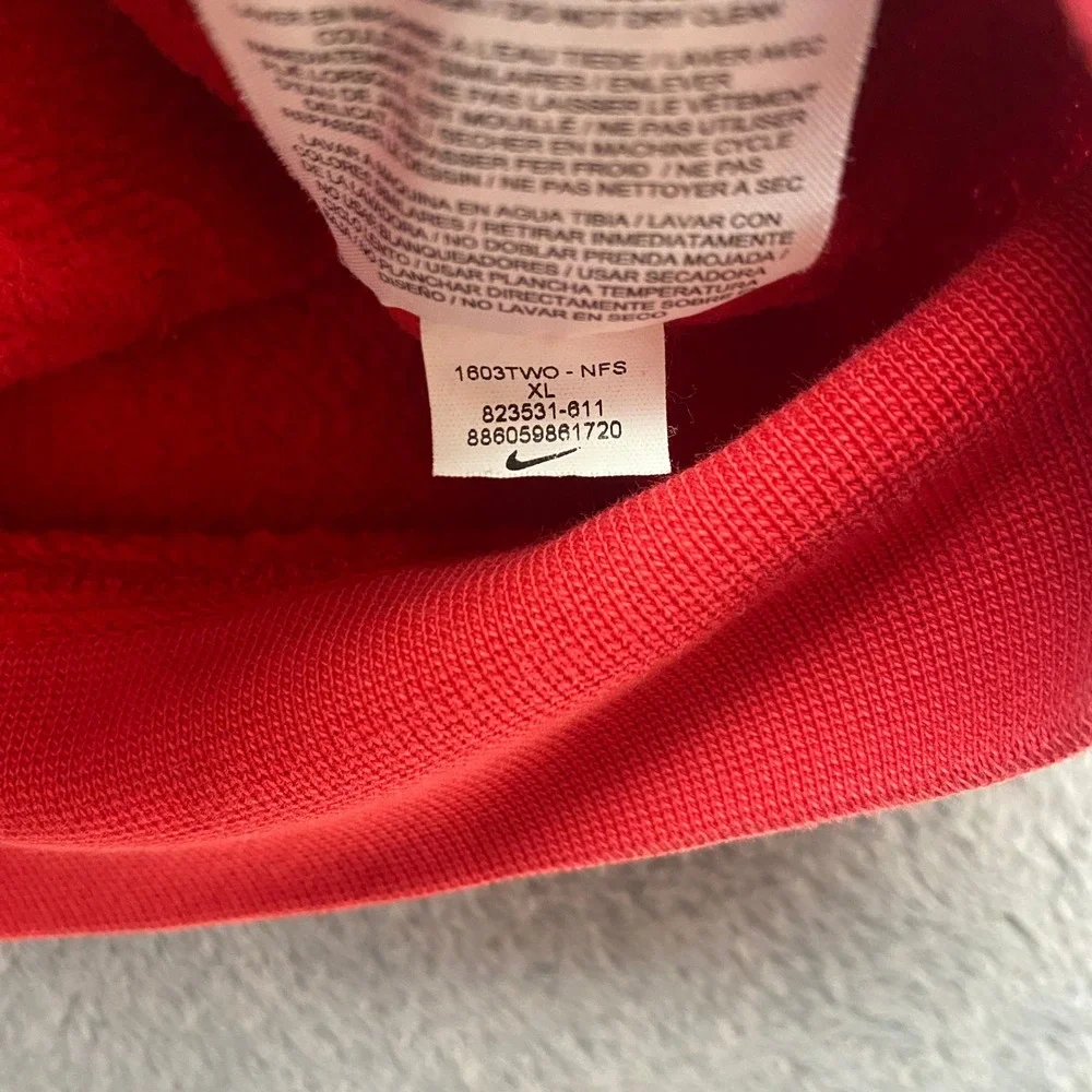 Nike Hoodie Full Zip Mens XL Fleece Sportswear Red White Swoosh 823531-611